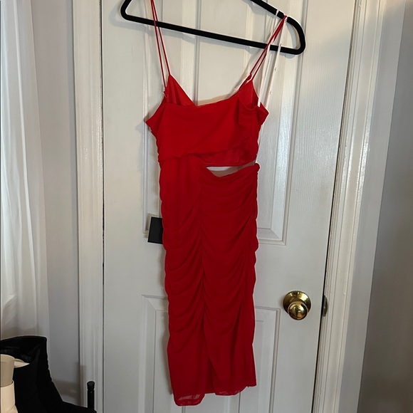 Lulu's Red Ruched Cutout Dress - Picture 5 of 5